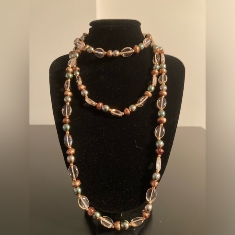 Macy’s Golden Orange and Green beaded necklace